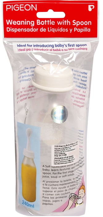 WEANING BOTTLE WITH SPOON, 240 ML